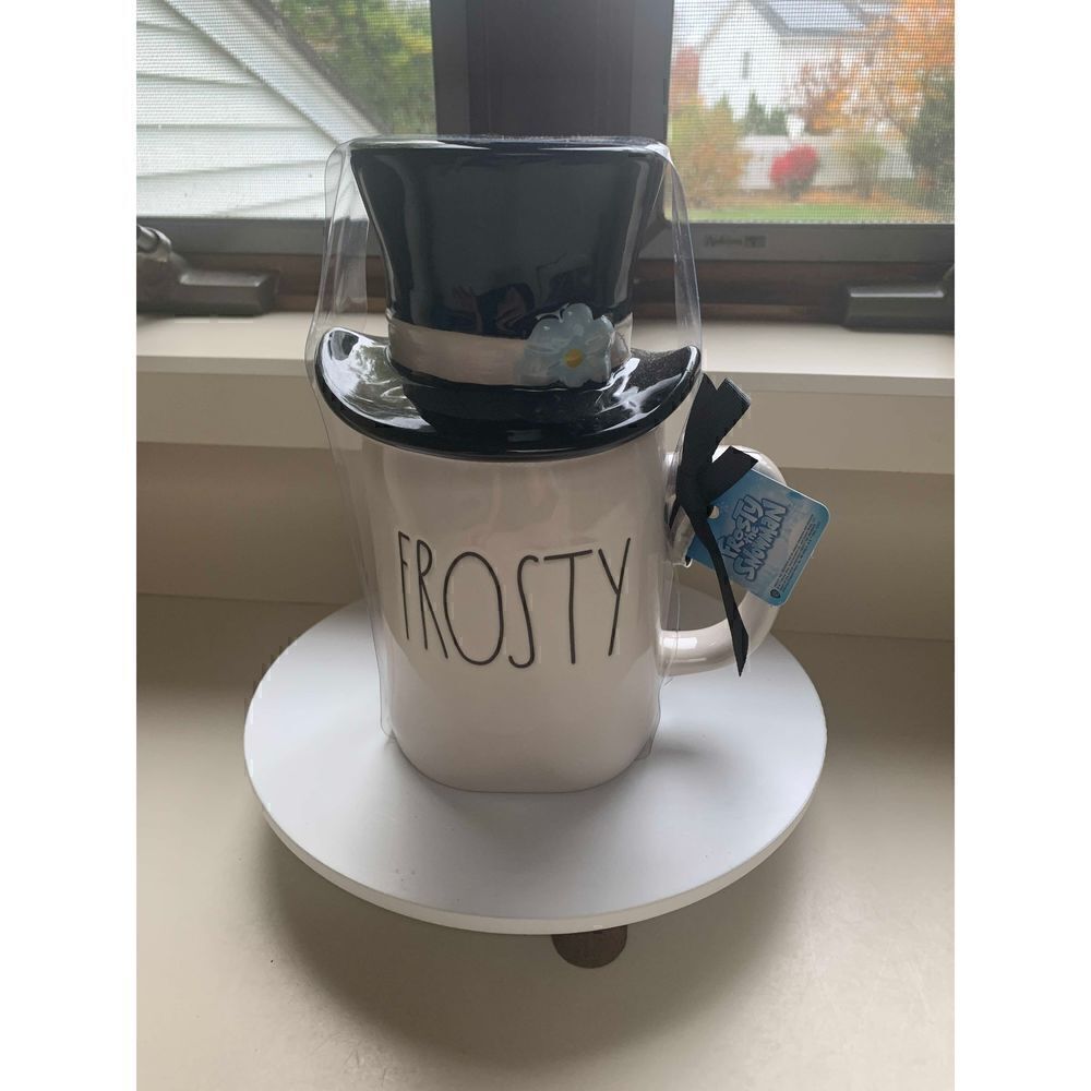 Rae Dunn Frosty The Snowman "FROSTY" Mug with Top Hat Topper